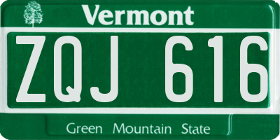 VT license plate ZQJ616