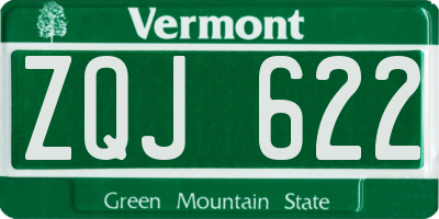 VT license plate ZQJ622