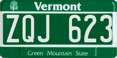 VT license plate ZQJ623
