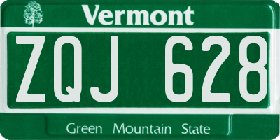 VT license plate ZQJ628
