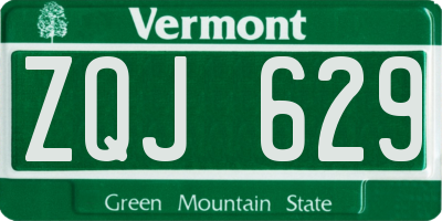 VT license plate ZQJ629