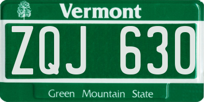 VT license plate ZQJ630