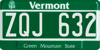 VT license plate ZQJ632