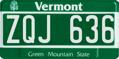 VT license plate ZQJ636