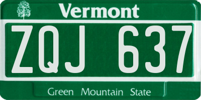 VT license plate ZQJ637