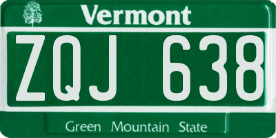 VT license plate ZQJ638