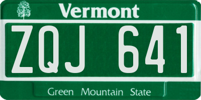 VT license plate ZQJ641