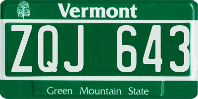VT license plate ZQJ643