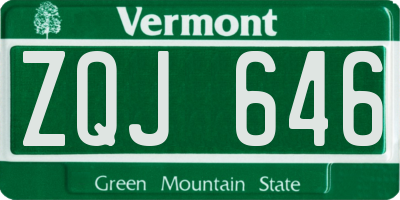 VT license plate ZQJ646