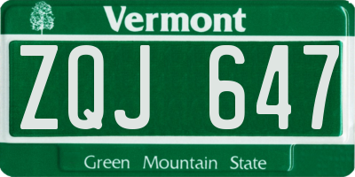 VT license plate ZQJ647
