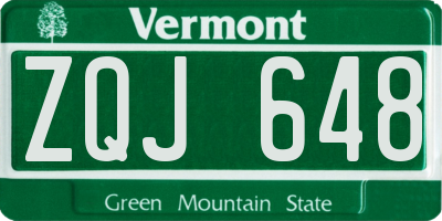 VT license plate ZQJ648