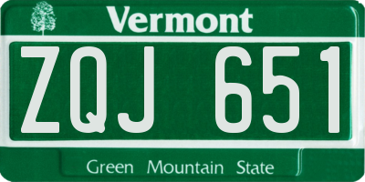 VT license plate ZQJ651