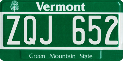 VT license plate ZQJ652