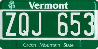 VT license plate ZQJ653
