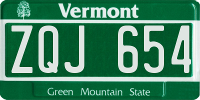 VT license plate ZQJ654