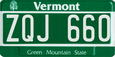 VT license plate ZQJ660