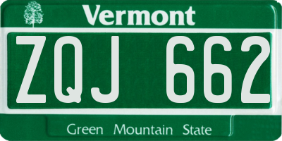 VT license plate ZQJ662