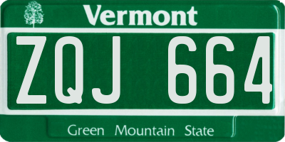 VT license plate ZQJ664