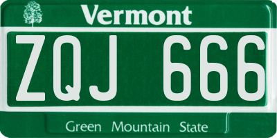 VT license plate ZQJ666
