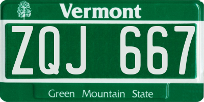 VT license plate ZQJ667