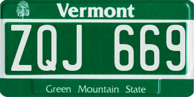 VT license plate ZQJ669