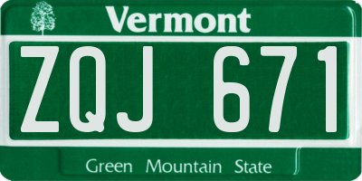 VT license plate ZQJ671