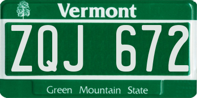 VT license plate ZQJ672