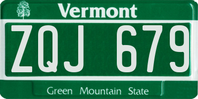 VT license plate ZQJ679