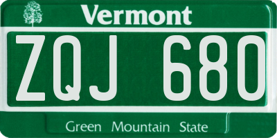 VT license plate ZQJ680