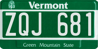 VT license plate ZQJ681