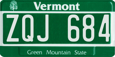 VT license plate ZQJ684