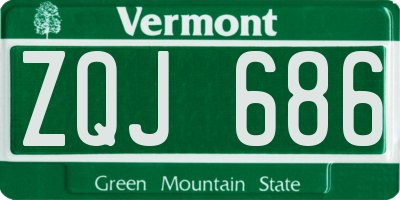 VT license plate ZQJ686