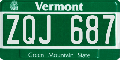 VT license plate ZQJ687