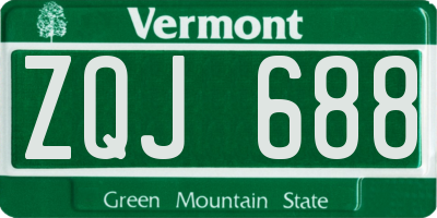 VT license plate ZQJ688