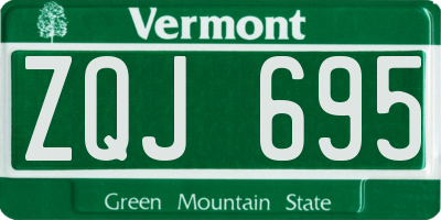 VT license plate ZQJ695