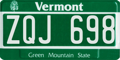 VT license plate ZQJ698