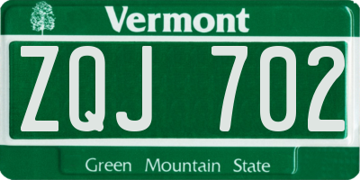 VT license plate ZQJ702