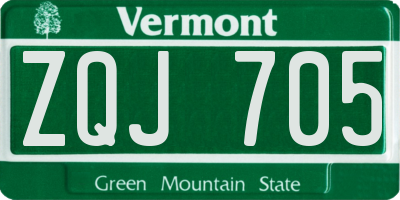 VT license plate ZQJ705
