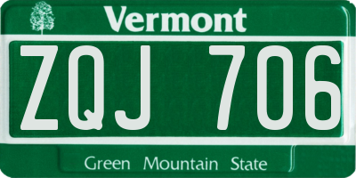 VT license plate ZQJ706