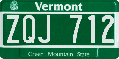 VT license plate ZQJ712