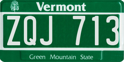VT license plate ZQJ713