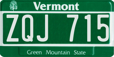 VT license plate ZQJ715