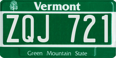 VT license plate ZQJ721
