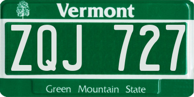VT license plate ZQJ727