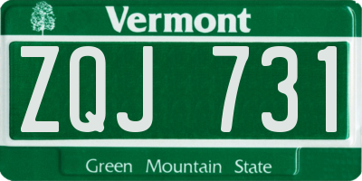VT license plate ZQJ731