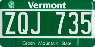 VT license plate ZQJ735