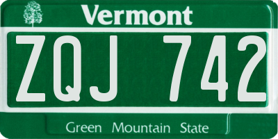 VT license plate ZQJ742