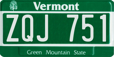 VT license plate ZQJ751