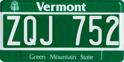 VT license plate ZQJ752