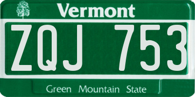 VT license plate ZQJ753